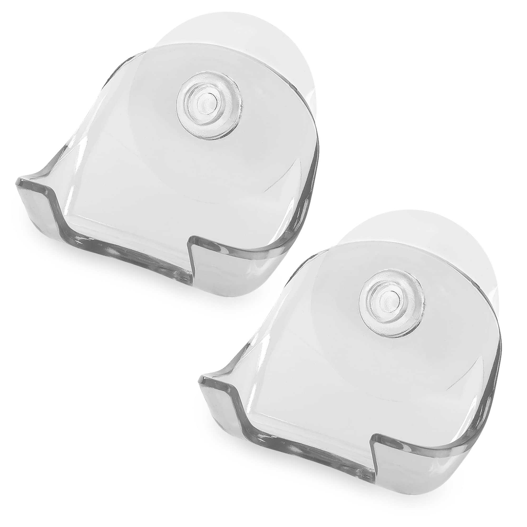 kwmobile 2X Razor Holder with Suction Cup - Self-Adhesive Shaver Wall Mount - Bathroom Organizer for Glass and Tiles - Transparent