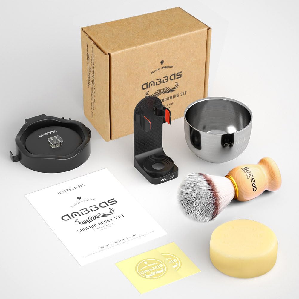 Anbbas 5IN1 Wall Mounted Shaving Brush Set for Men Smooth Shave in Shower