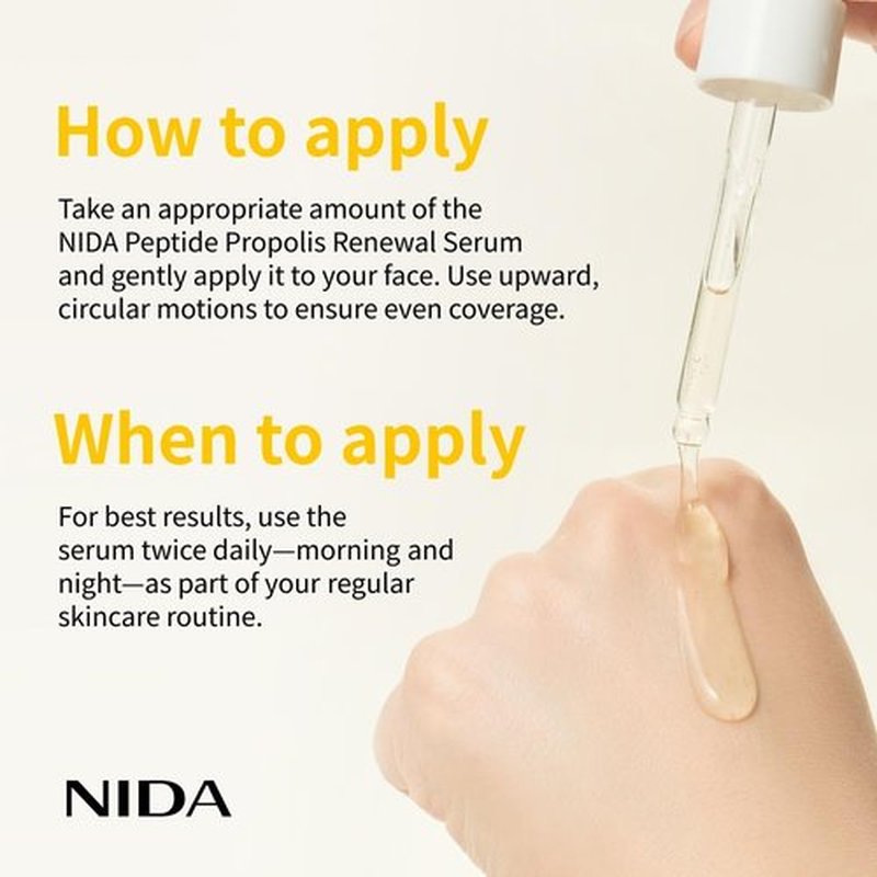 NIDA Peptide Propolis Renewal Serum | Peptide Complex, Propolis Extract, Adenosine | Youthful Look, Wrinkles, Fine Lines, Pore & Sebum Care | 1.69 fl.oz., 50ml (Updated)