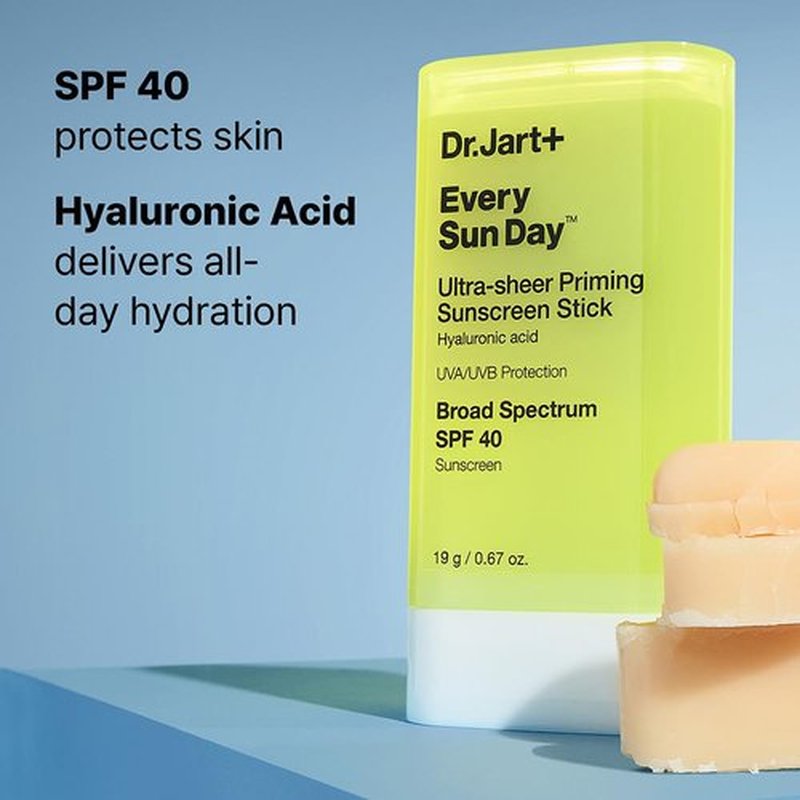 Dr.Jart+ Invisible Priming Sunscreen Stick SPF 40 - Hyaluronic Acid Formula | Travel Size 0.67 oz