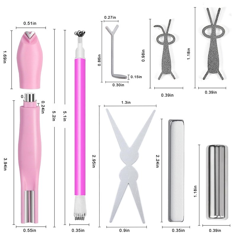 XEAOHESY 14pcs Cat Eye Magnets, 3-in-1 Heart Magnet for Nails, Flower Magnet, Cylindrical Rectangular Magnet+Scissor-Shaped Plates+Y-Shaped Brackets+Bunny-Shaped Plates for French Heart Bunny Effect