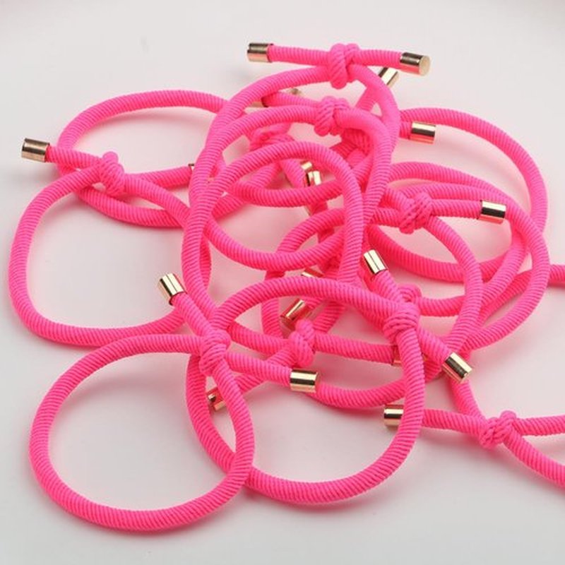 14PCS Hair Ties Elastics Stretchy Knotted Hair Ties Ponytail Holders for Women Girls Elastic Hair Rubber Bands for Thin Thick Wavy Curly Straight Long Hair (Neon Pink)
