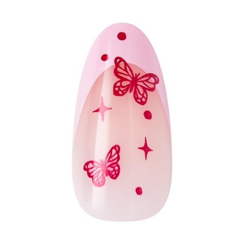 KISS CORE Design Press On Nails Almond, Signature, Pink, Medium, 32 Count