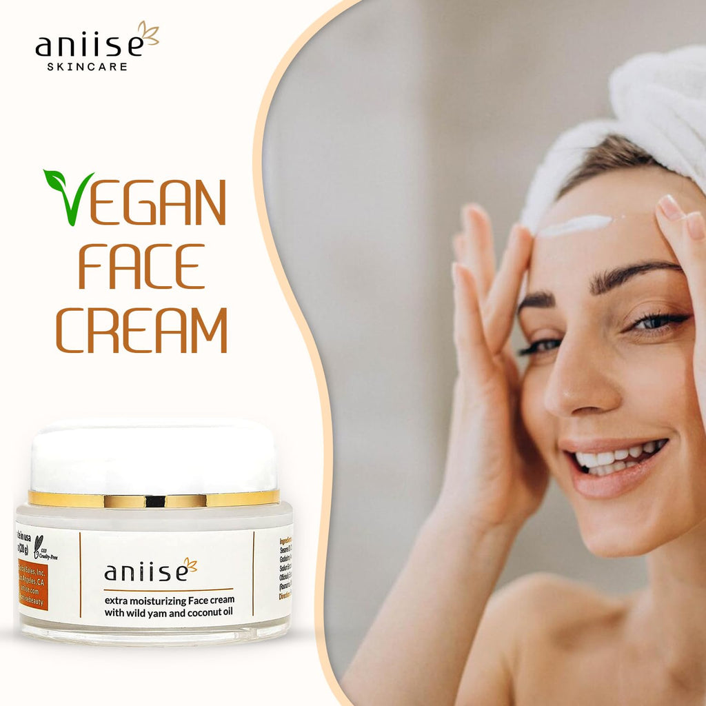Aniise Wild Yam Extra Moisturizing Face Cream with Coconut Oil - Wild Yam Cream for Menopause & Menstrual Relief - Stabilizes Hormone Levels - Anti-Aging Cream for Very Dry Skin - 1 oz
