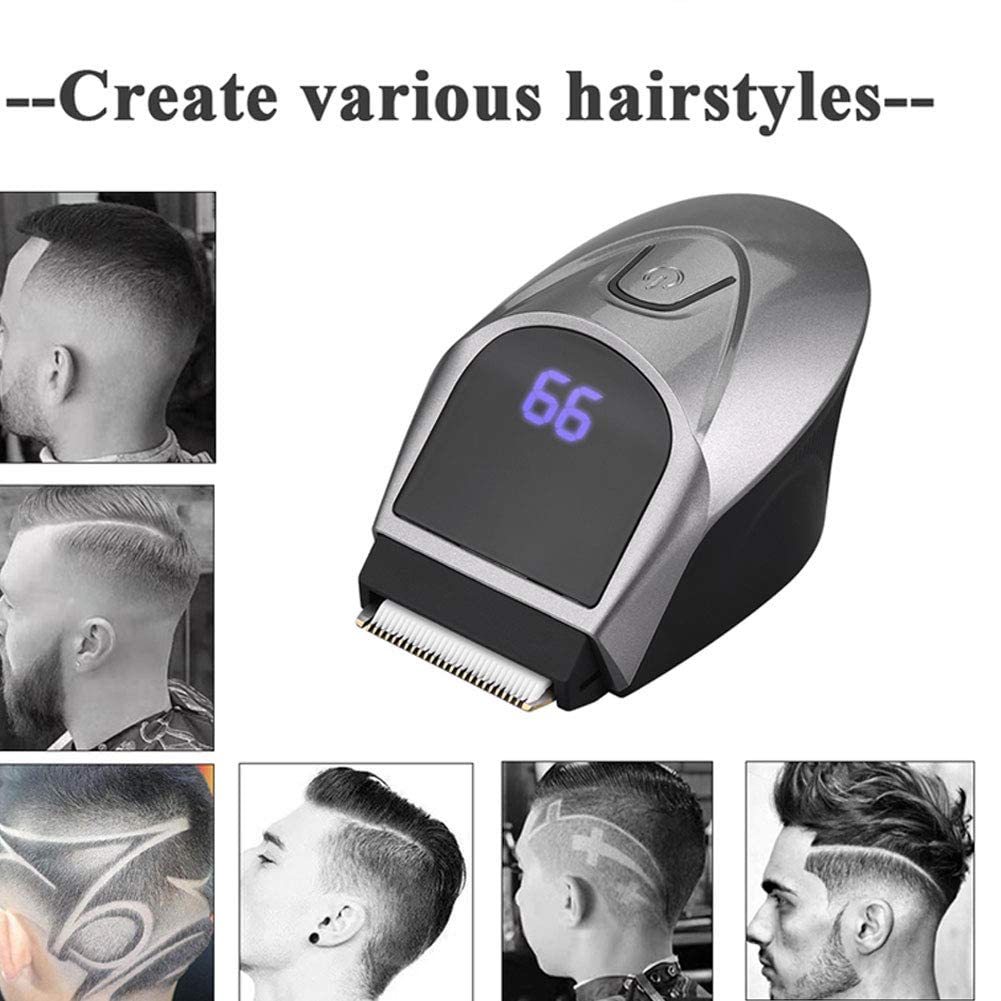 SUYOOULIN Self-Haircut Hair Clippers, Shortcut Grooming Haircut Kit, Waterproof Rechargeable Cordless Electric Hair Trimmer Men Head Clippers, 2 Cutting Heads, 4-in-1 Limit Comb (Grey)