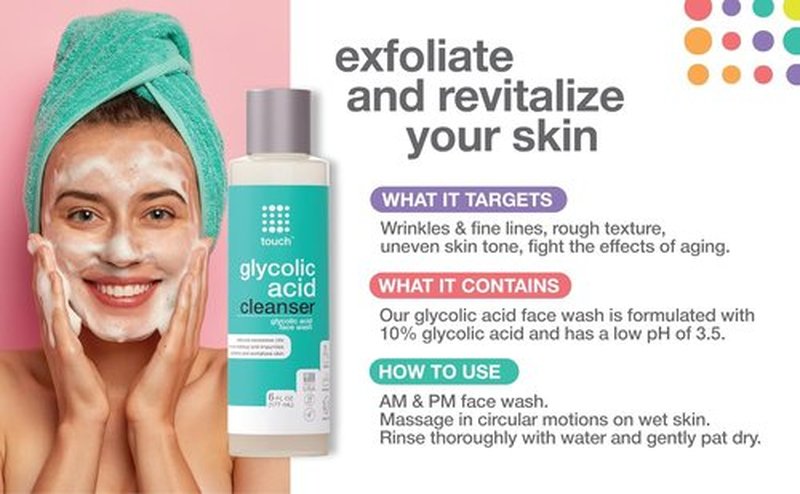 Skiennix 10% Glycolic Acid Face Wash - Exfoliating Foaming AHA Cleanser for Anti-Aging & Pore Minimizing - 6 oz.