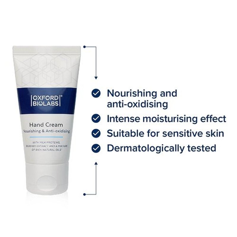 Oxford Biolabs Nourishing & Anti-oxidising Hand Cream Intense Moisturising and Nourishing For Normal to Dry Skin