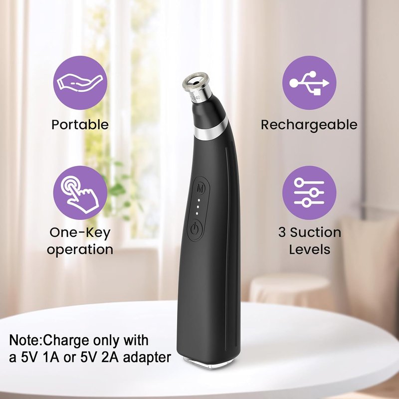 UNOISETION Diamond Microdermabrasion Machine - Rechargeable Facial Tool with 12 Tips | Blackhead Remover for Home & Travel