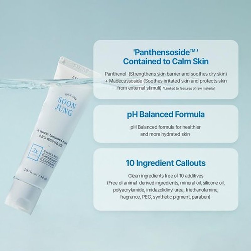 ETUDE SoonJung2x Intensive Cream for Barrier Repair | Rich Moist, Madecassoside & Panthenol for Soothing, Face Moisturizer for Sensitive Skin, pH Balanced, Hypoallergenic, 5.07 Fl Oz (Bigger Size)