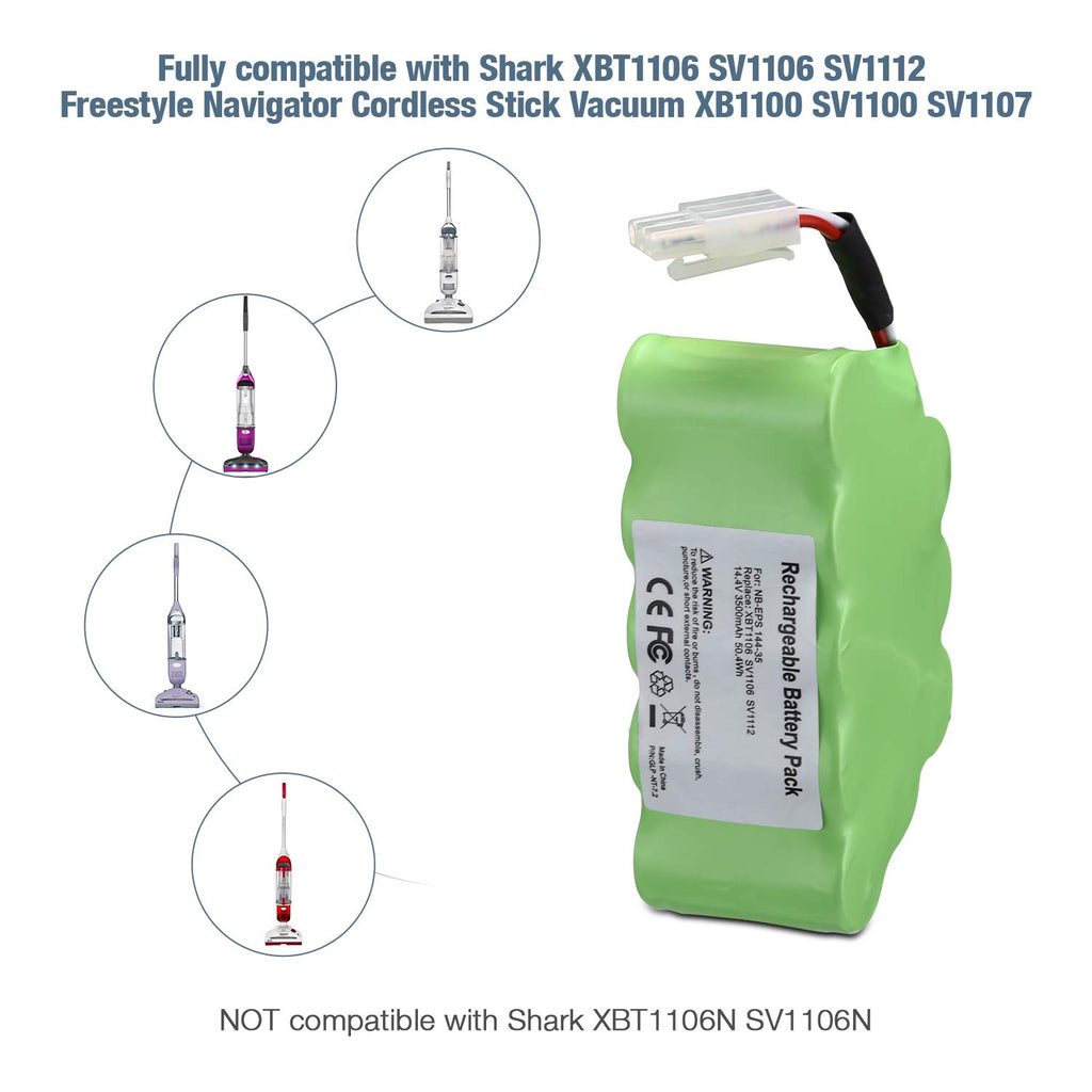 Dutyone 14.4V 3500mAh Replacement for Shark Vacuum Battery, Compatible with Shark Battery XBT1106 SV1106 SV1112 Freestyle Navigator Cordless Stick Vacuum XB1100 SV1100 SV1107 Ni-MH