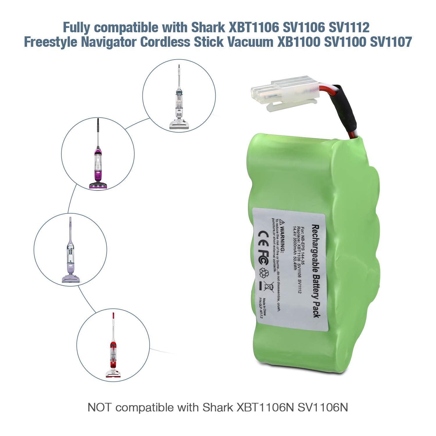 Dutyone 14.4V 3500mAh Replacement for Shark Vacuum Battery, Compatible with Shark Battery XBT1106 SV1106 SV1112 Freestyle Navigator Cordless Stick Vacuum XB1100 SV1100 SV1107 Ni-MH
