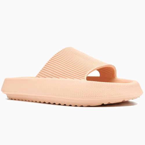 rosyclo Pillow Slipers for and Man, EVA Flat Clouds Massage Shower Bedroom Non Slip Quick Drying Open Toe Super Soft Comfy Thick Sole Puffy Bath sliders Sandalias, Peach