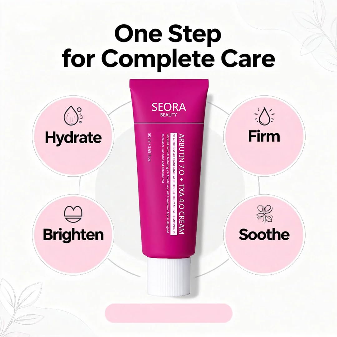 Seora Beauty Korean Brightening arbutin Cream for Dark Spot And Uneven Skin Tone, Hydrating Face Moisturizer 1.69 fl oz (2 Pack)