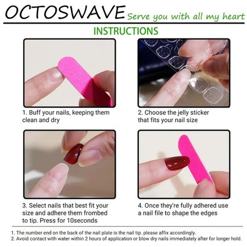 Octoswave Square Press on Nails Medium Fake Nails French Artificial Nail Cute Strawberry Spot Stick on Nail for Women 24pcs