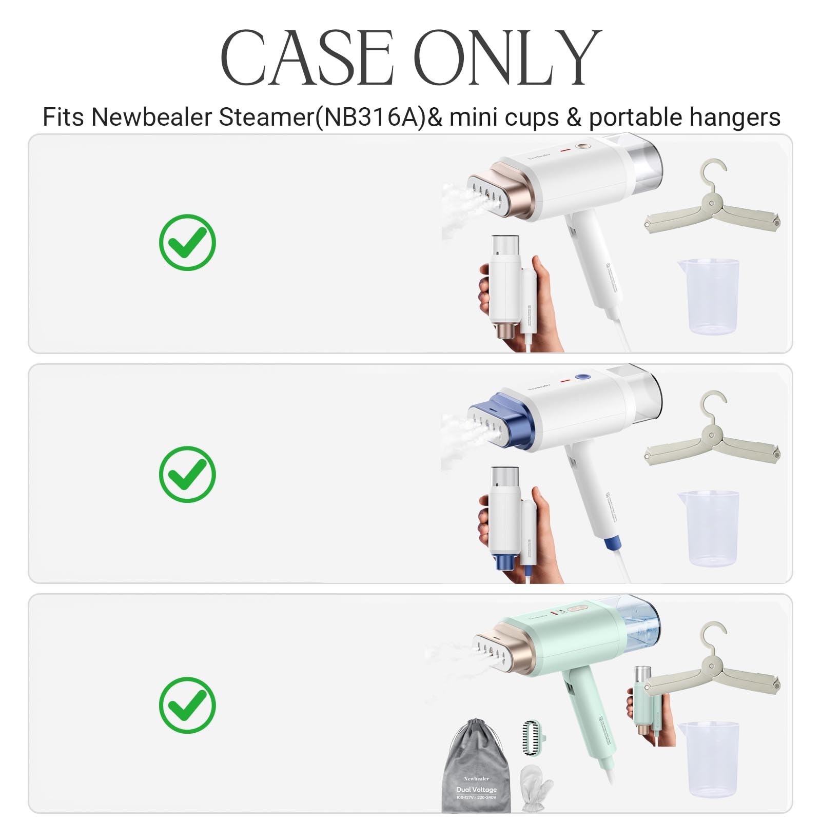 worfty Hard Case for Newbealer Foldable 120V Steamers, Case Compatible with Newbealer 1200W Travel Steamer with Horizontal & Vertical 180ml Handheld Steaming