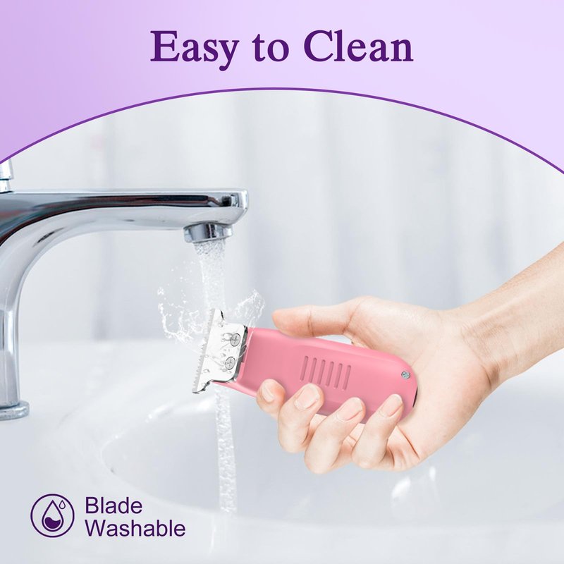 SweetLF Bikini Trimmer for Women-Pubic Hair Trimmer for Women's Legs, Arms & Bikini Line, Body Hair Trimmer with 3 Guards, Type-C Charging, Portable, Pink