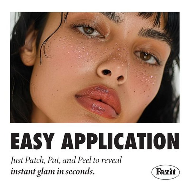 Fazit Makeup Patches - Rose Gold Speckles - Glow Up Make-Up Patches - Cute Glitter Makeup Accessories for Women - Cosmetic Glitter for Face