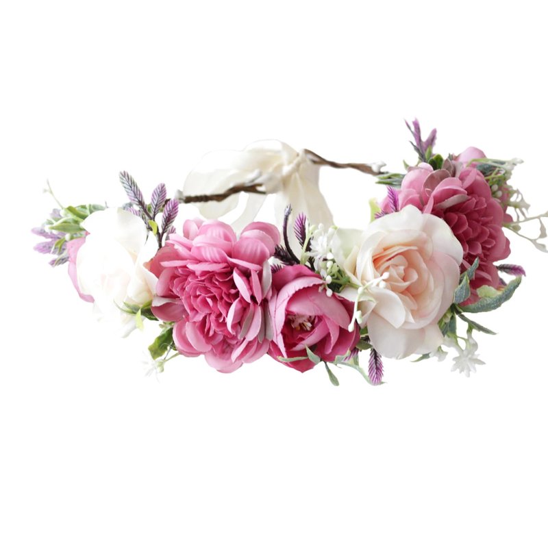 Vivivalue Fairy Floral Crown Flower Headband Woodland Headpiece Hair Wreath Forest Elven Circlet for Women Halloween Renaissance Wedding Bridal Cosplay Prom Photo Props Pink