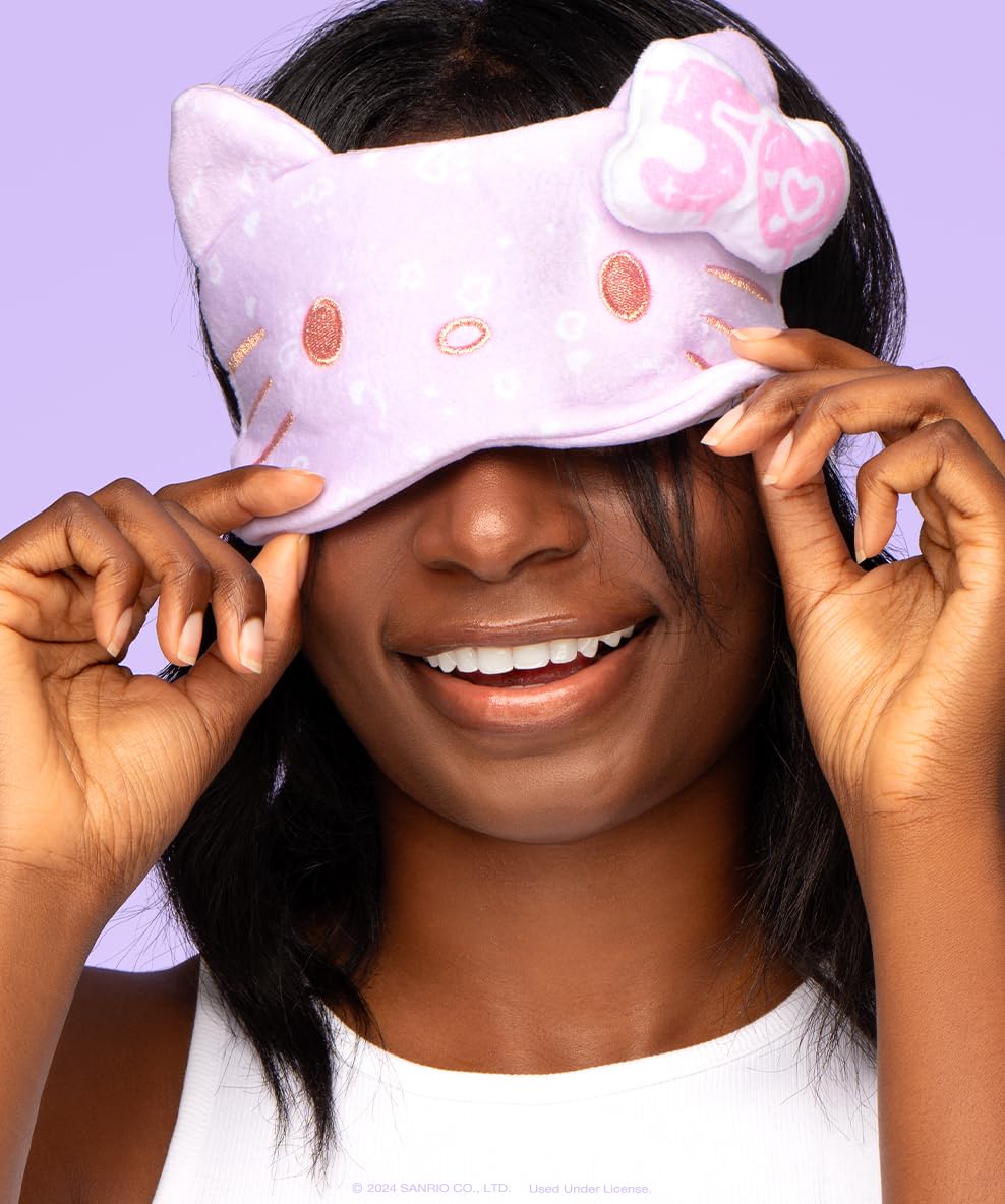 The Crème Shop x Hello Kitty Plushie Sleep Eye Mask, Eye Cover for Sleeping, Travel Nap, Soft & Comfortable Blindfold, 50th Year Anniversary Limited Edition Sleep Mask, Blocks Out Light