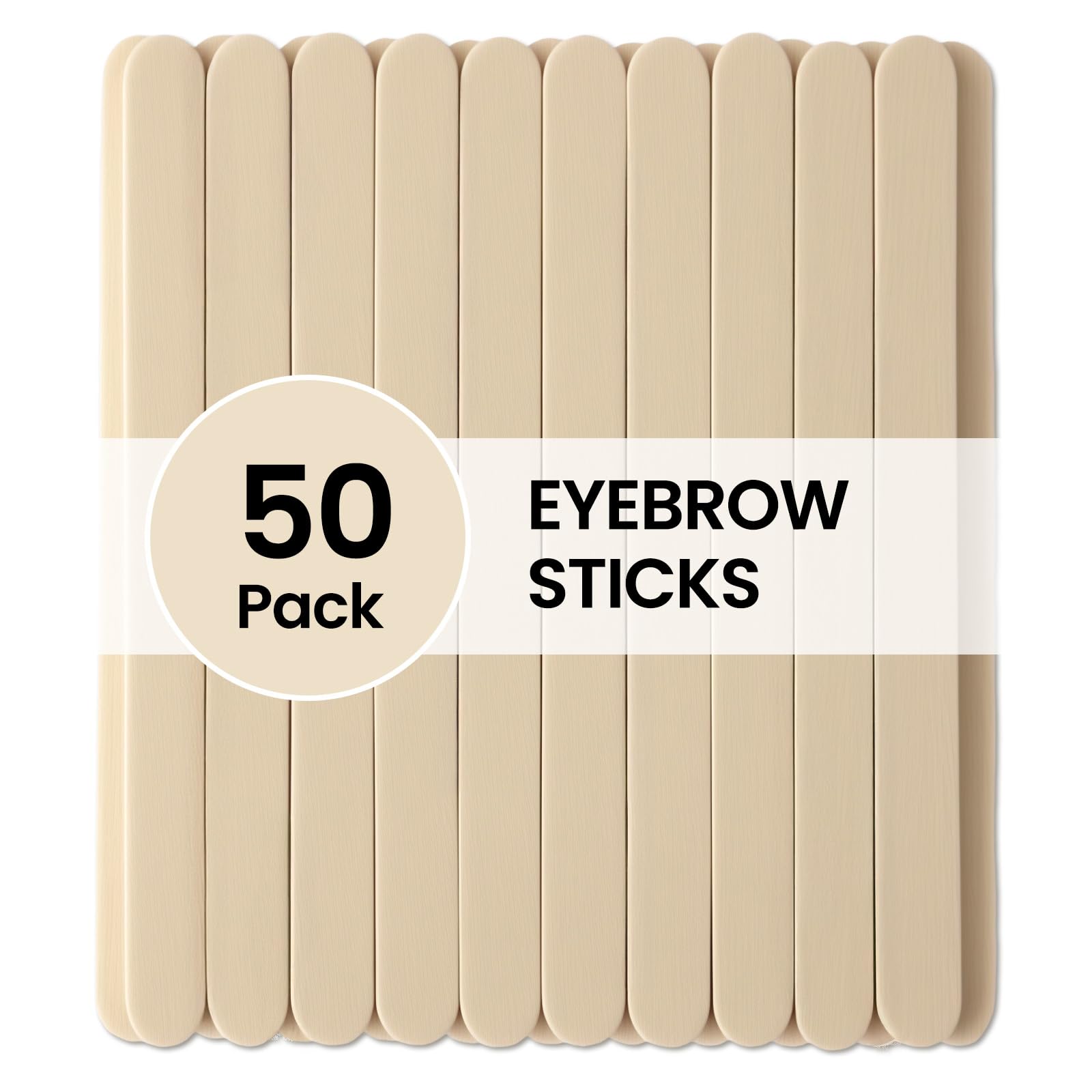 AUZEAL Small Eyebrow Wax Sticks, Mini Wooden Waxing Sticks for Eyebrow Face Lip Hair Removal, Precision Wax Applicator, 50 Pcs