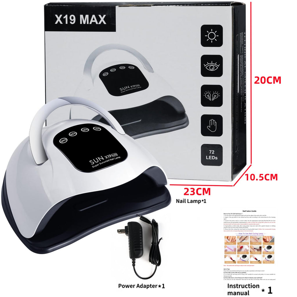 UV LED Nail Lamp with 72 Beads, 320W Nail Curing Lamps for Gel Polish with Automatic Sensor/4 Timer Setting,Led Nail Dryer, Professional Nail Art Drying Tools for Fingernail and Toenail.
