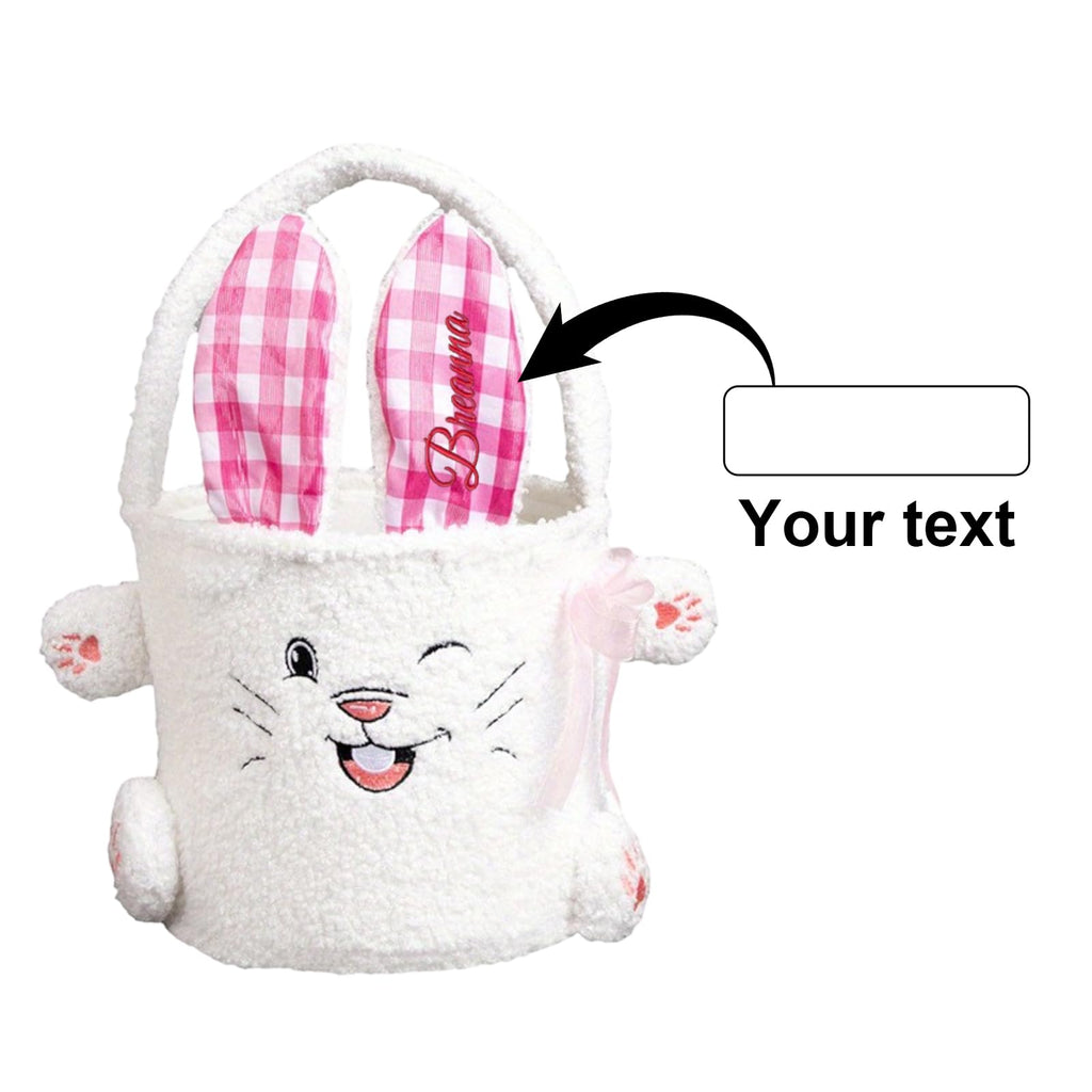 Personalized Easter Bunny Baskets - Custom Easter Basket with Embroidered Name, Fillable Easter Basket for Egg Hunts, Holiday Celebrations & Party Favors
