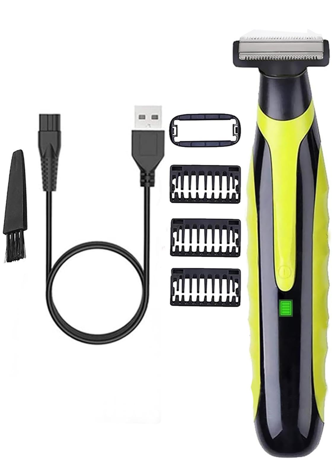 LinMei Men's Electric Trimmer Full Body Wet & Dry Shaver with 3 Trimming Combs, USB-C Fast Charging, IPX5 Waterproof, Cordless Foil Trimmer for Face, Head, Body (Shaver)