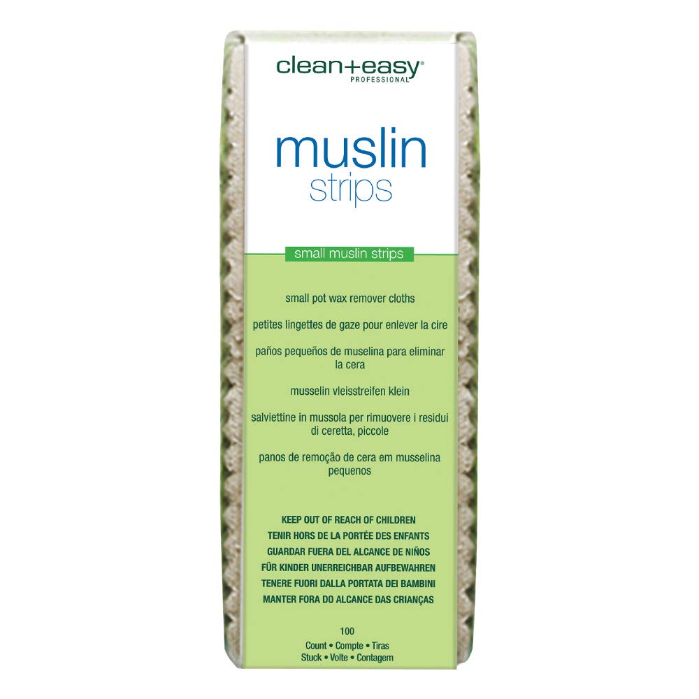 Clean + Easy Muslin Wax Strips – Pre-Cut Facial Waxing Strips for Face Upper Lip Eyebrows Chin & Small Areas, 100 Count