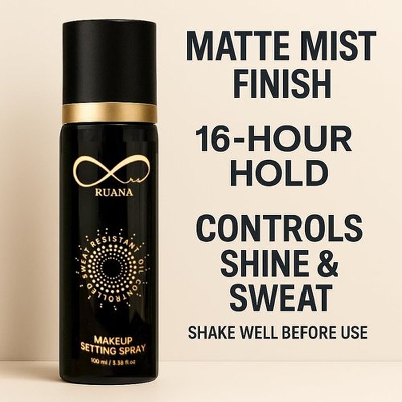 Ruana Makeup Setting Spray - Matte Finish & 16-Hour Hold | Oil & Sweat Control Mist, 3.38 fl oz
