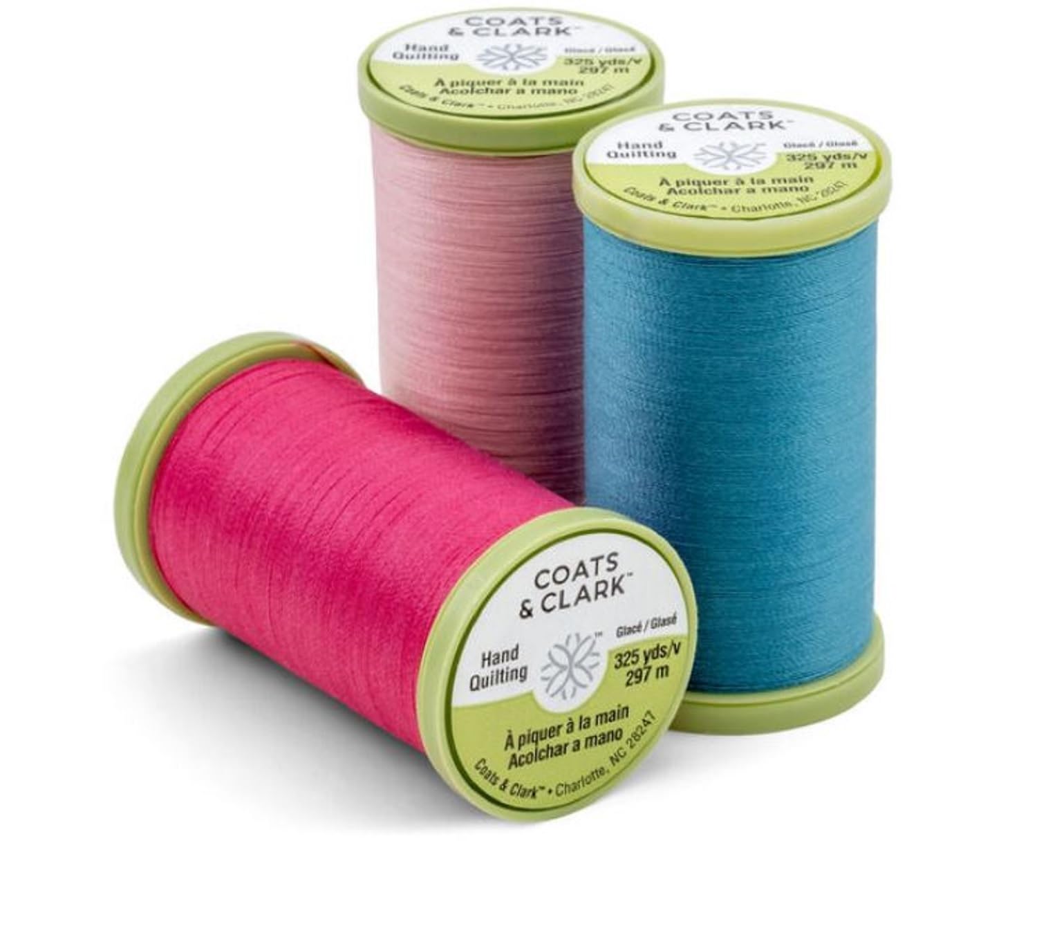 Coats & Clark Hand Quilting Sewing Thread Cotton Covered Polyester 325 Yards S960 6 Pack Bundle with 3 Bella's Crafts Needle Threaders (Natural)