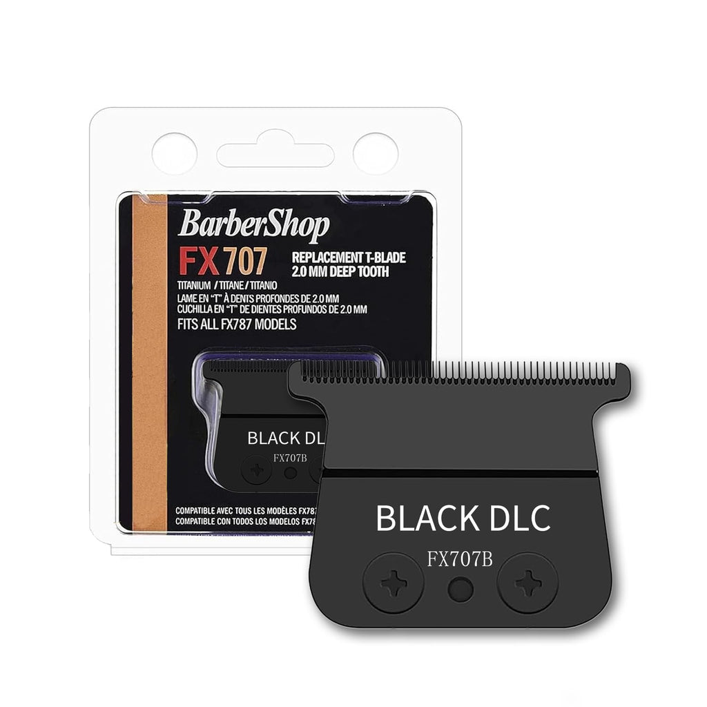 TRAH FX707B Black DLC Replacement Blades Compatible with BaByliss Barberology FX787 & FX726 Trimmer Blade,DLC 2.0 Trimmer Replacement Blades