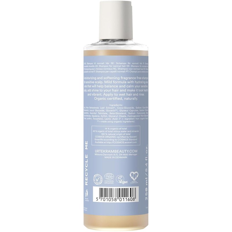 Urtekram Fragrance-Free Shampoo - Gentle Formula for Sensitive Scalp | 250ml