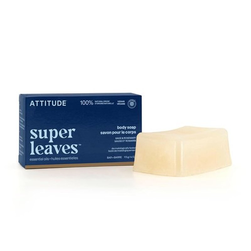ATTITUDE Body Soap Bar - Natural Coconut & Olive Oil Formula | EWG Verified, Vegan, 4 Oz