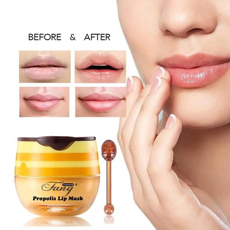 4 PCS Bee Lip Balm Honey Pot,Lip Mask Propolis Moisturizing,Prevention Dry and Cracked Lip Scrubs Exfoliator Lip Wrinkle Skin Care Products (Honey & Cherry & Mint & Strawberry)