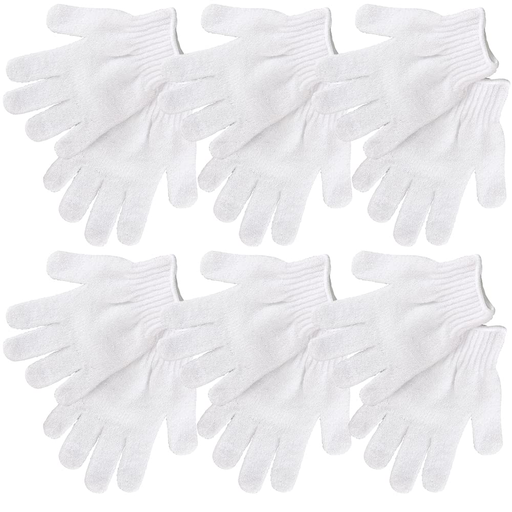 ForPro Professional Collection Premium Exfoliating Gloves for Cosmetic Application and Product Removal, One Size Fits Most, White, 6 Pairs