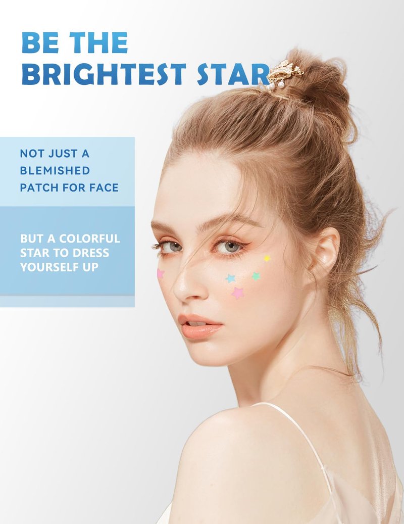 Dr. Zitacne Pimple Patches for Face, Star Hydrocolloid Acne Patches Professional 255 ct. 5 Colors & 5 Sizes(8/10/12/14/16mm) Suit Various Blemish, Cute Spot Stickers Invisible Zit Absorbing, Tea Tree