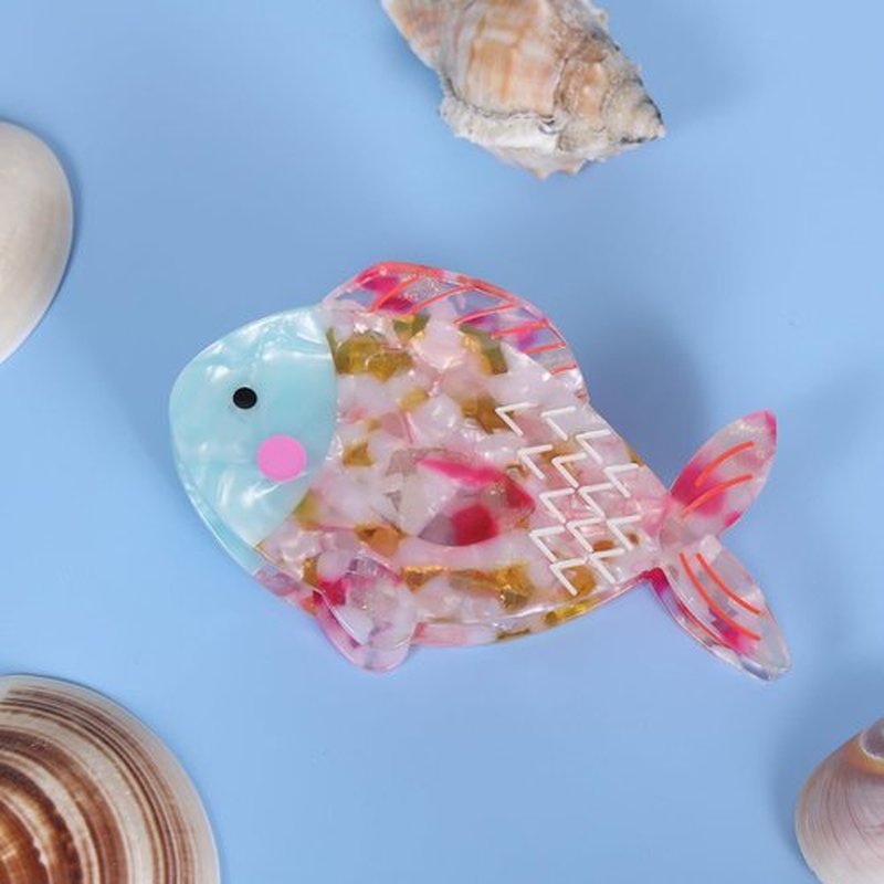 4-Inch Acrylic Fish Hair Claw Clip Large Non-Slip Ocean Animal Acetate Jaw Clamp, Strong Hold Hair Barrette for Women Girls Thick Fine Hair,Marine Lover Summer Gift Beach Accessory