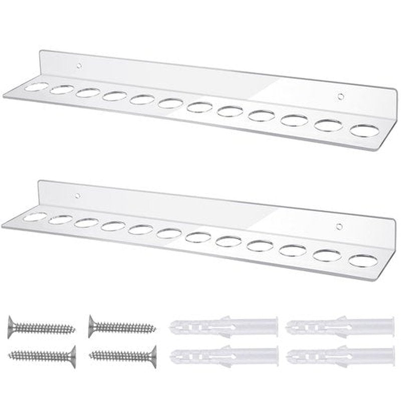 Briwooody 2 Packs 12 Slot Acrylic Wall Mounted Shear Holder Clear Scissors Holder Rack 15.75" Wide 0.12" Thick Shear Organizer with Hanging Screws for Dog Grooming Salon Hairdresser Barber storage