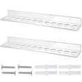 Briwooody 2 Packs 12 Slot Acrylic Wall Mounted Shear Holder Clear Scissors Holder Rack 15.75" Wide 0.12" Thick Shear Organizer with Hanging Screws for Dog Grooming Salon Hairdresser Barber storage