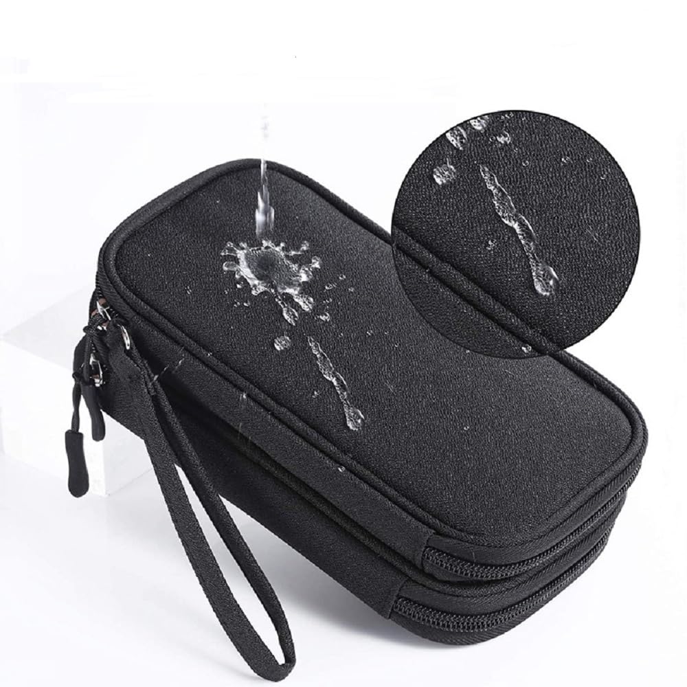 Yiasangly Electronic Organizer Bag, Waterproof Portable Travel Cable Storage Bag, Multifunctional Cord Storage Case for USB Drive, Dard Drive, Power Bank, Charger, Mouse, USB Cable, Headphones - Black