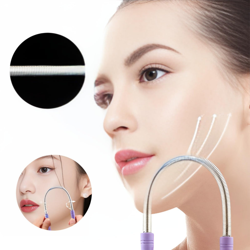4 Pcs Facial Hair Remover Manual Epilator Spring Spring Face Hair Remover with Handle Hair Epilator Tool (Random Color)
