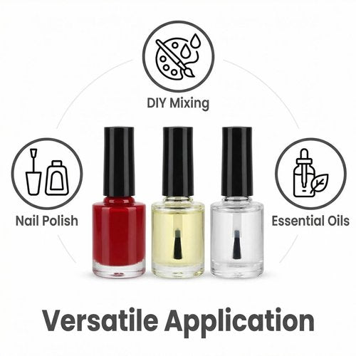 10PCS 0.5oz Transparent Empty Nail Polish Bottles with Brush Caps Glass Polish Sample Tube Bottle Vial Container for Nail Art 15ml
