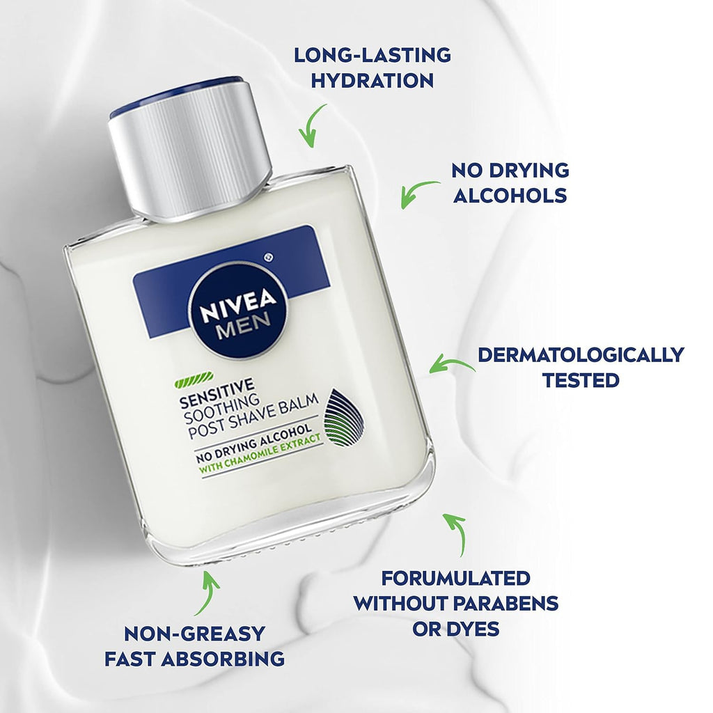 NIVEA FOR MEN Sensitive Post Shave Balm 3.30 oz (Pack of 6)