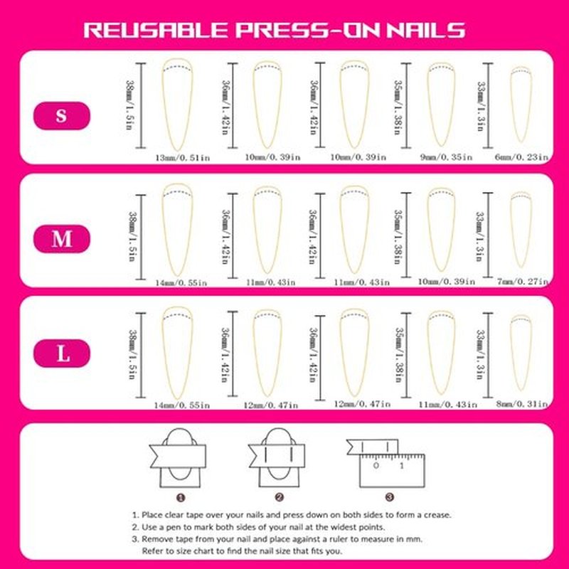 Tmani 10pc/set Long Handmade Press On Nail Hot Girl's Long Nails Ten Kinds of Natural Crystal Stone Decoration Fake Nails Suitable For Girls Festival Parties and Birthday Gift(442,L)