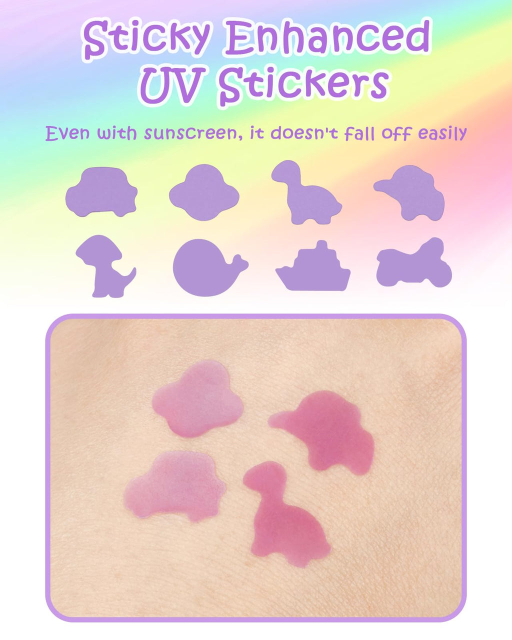 UV Detection Stickers for Sunscreen - 80 Count UV Detection Stickers, Know When to re-Apply Sunscreen, Sun Protection Reminder, 8 Pattern Types