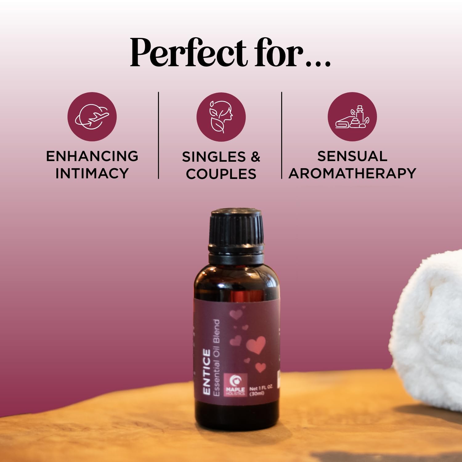 Entice Essential Oil Blend for Diffuser - Passionate Blend of Aromatherapy Oils for Couples with Lavender Palmarosa Clary Sage and Ylang-Ylang Essential Oil - Ignite the Romance Essential Oils Blend