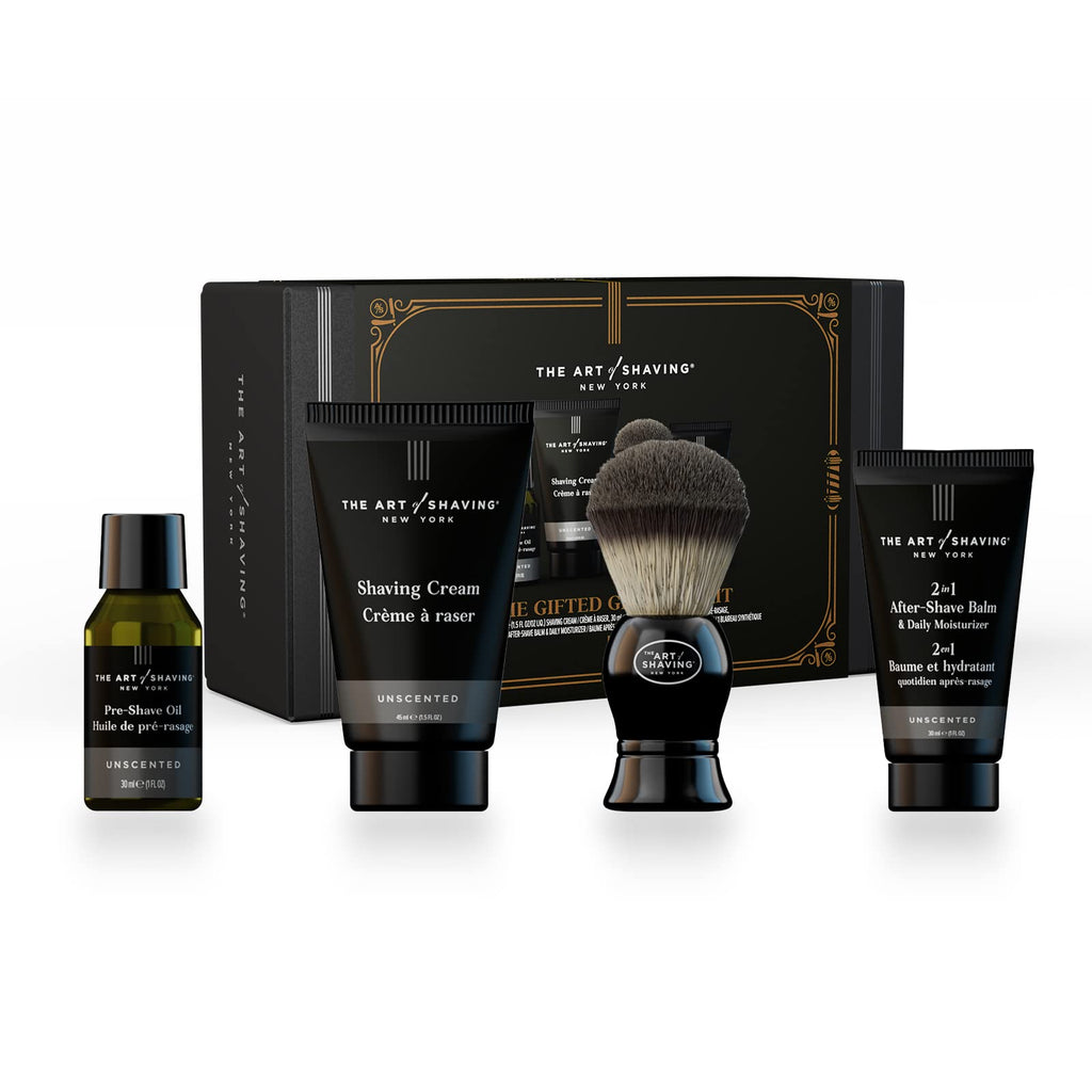 The Art of Shaving Unscented Gifted Groomer Kit - Pre-Shave Oil, Shaving Cream, Shaving Brush & After-Shave Balm, 4 count (Pack of 1)