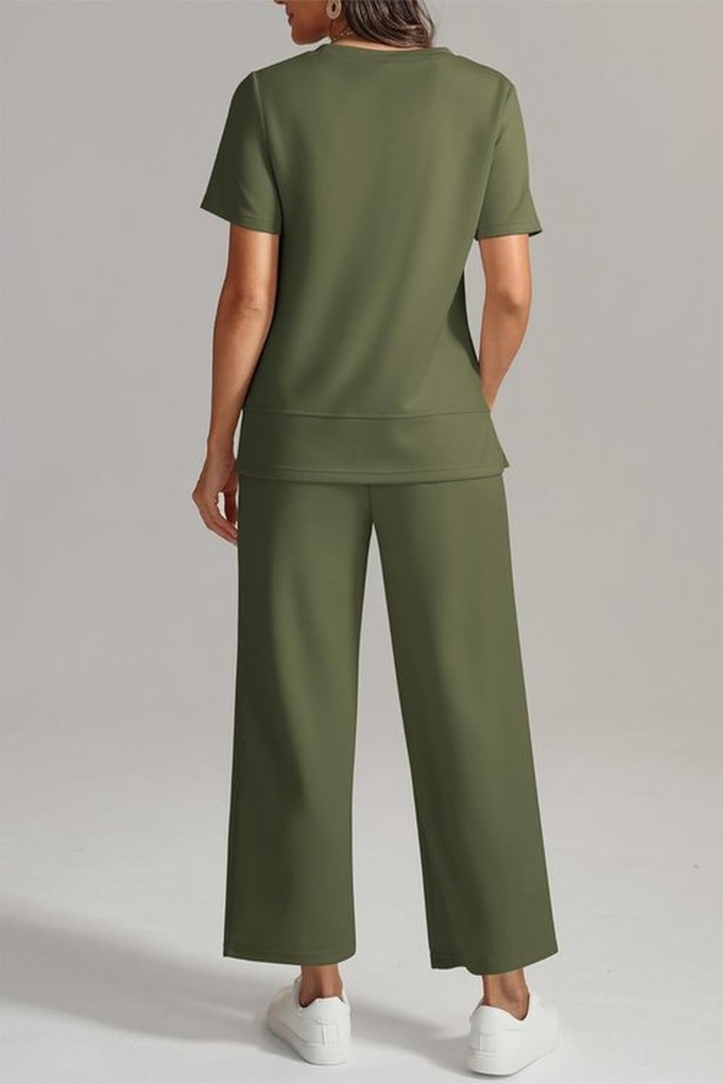 ATHMILE Women's Lounge Set - Comfy 2-Piece Tracksuit for Summer Beach Vacations | Wide Leg Design