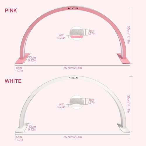 KADS Half Moon Nail & Lash Light - 29In Wide Desk Lamp, 3 Color Temperatures 3000k-6500k, White