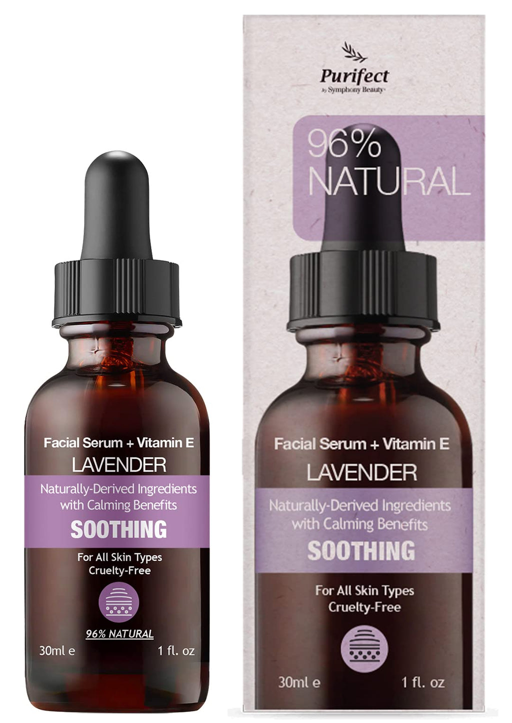 Purifect Lavender Soothing Botanical Facial Oil Serum - Calming Moisturizer with Vitamin E & Squalane, Infused with Botanical Oils to Rejuvenate, Cleanse & Hydrate Skin Naturally - 1 fl oz